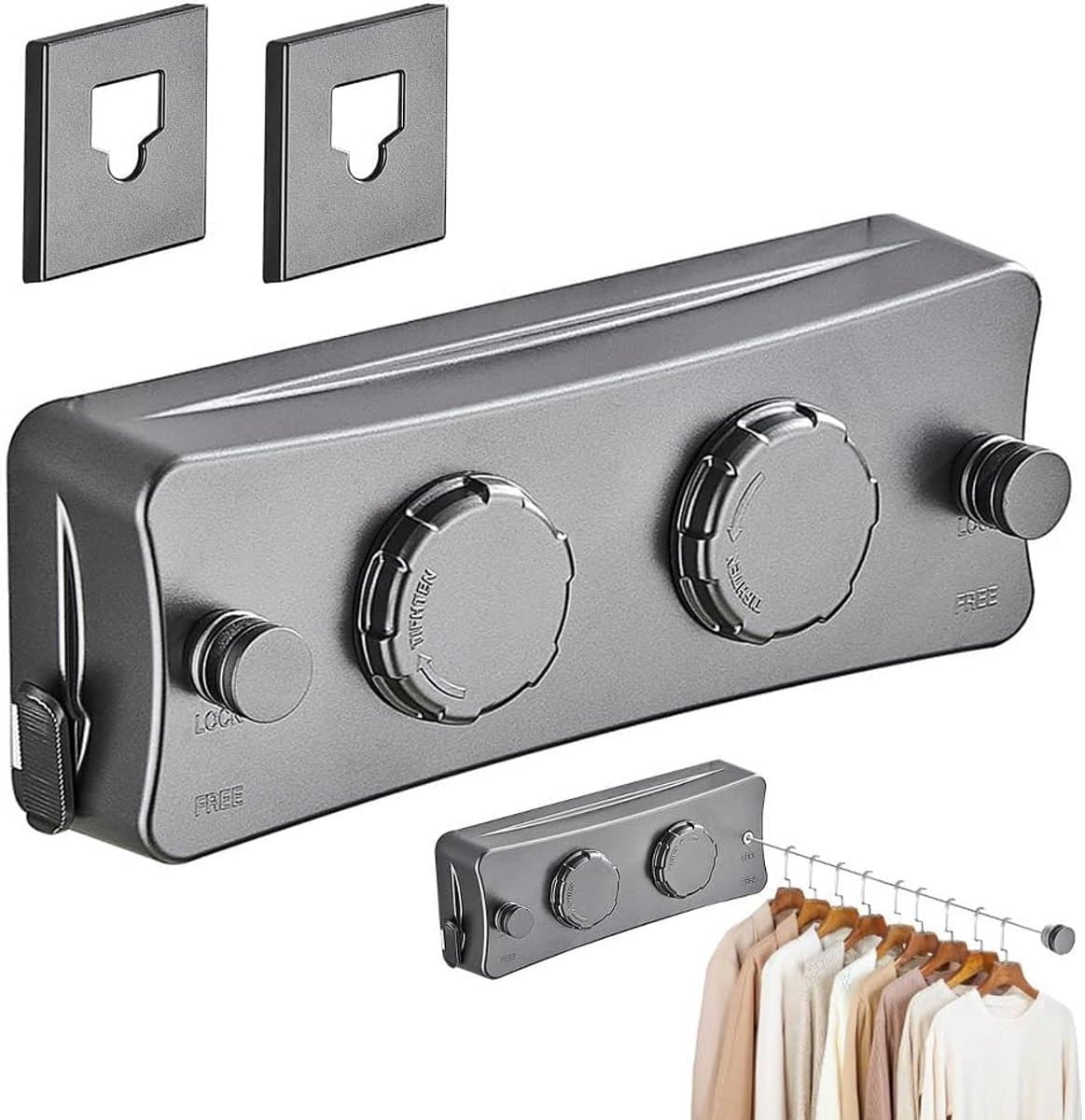 Uittrekbare Waslijn - Dubbel Touw - Kleding Drogen - Anti-doorhangend Ontwerp - 51 Meter - Grijs — afbeelding 1
