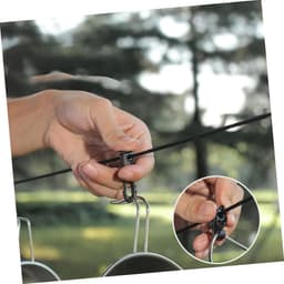 VVGoods - Reiswaslijn met haken voor camping, badkamer, bijkeuken en tuin 5 m - Handige accessoires voor het ophangen van campinguitrusting (zwart) — thumbnail 3