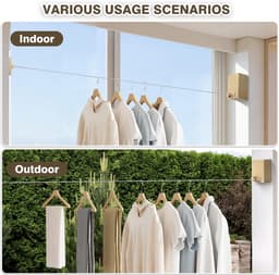Intrekbare Waslijn - Reiswaslijn Roestvrij Staal - Kleding Drogen - Anti Doorzakken Vergrendeling - 4.2 Meter - Goud — thumbnail 5