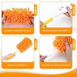 Set van 10 Wasbare Duster Moppen met 360° Beweging, Herbruikbare Stofmop met Uittrekbare Steel en Waszak voor Efficiënt Stof Vegen — thumbnail 4
