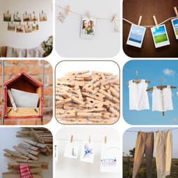 Houten knijpers 120 stuks 2.5 x 0.3 cm met 10 m touw, kleine clips voor foto's, kaarten en feestdecoraties — thumbnail 4