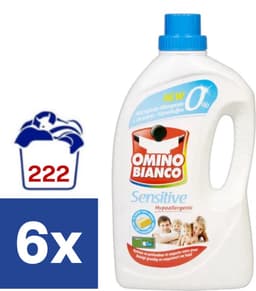 Omino Bianco Sensitive Vloeibaar Wasmiddel - 6 x 1.48 l (222 wasbeurten) — thumbnail 2