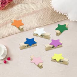 Houten Knijpers - Stervorm Clips - Foto's Ophangen - Kleurrijk Decoratief - 100 Stuks - Multicolor — thumbnail 4