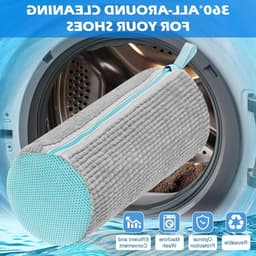 Schoenwaszakken voor de wasmachine - Set van 2, ideaal voor het reinigen van schoenen, wasnet voor schoenen, 360° reiniging, geschikt voor droger (grijs, 39 x 19 cm) — thumbnail 2