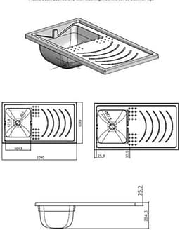 Wasmachinekast met Wastafel - Waskast Hars - Opbergen Wasruimte - Omkeerbaar Bekken - 109 x 60 x 94 cm - Wit — thumbnail 3