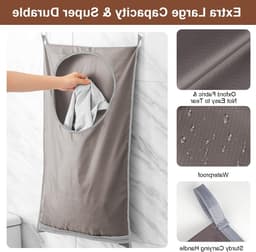 Vouwbare Hangende Waszakken - 2 Stuks met RVS Deurhaak en Zuignap voor Thuis en Reizen, Ideaal voor Kleding en Wasgoed — thumbnail 5