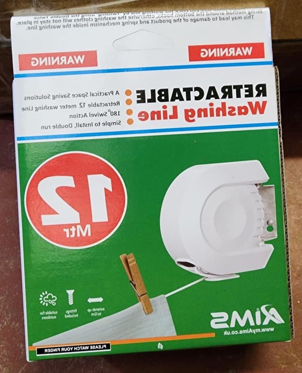 Intrekbare Waslijn - Drooglijn Kledinglijn - Was Drogen - Automatische Vergrendeling - 12 meter - Wit — afbeelding 1