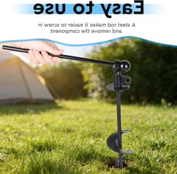 Robuuste 38 cm Zwarte Hondenspringconnector met 360° Draaibare Ring, Geschikt voor Honden Boven 100 kg, Inclusief Reinigingsborstel en Grondanker — thumbnail 3