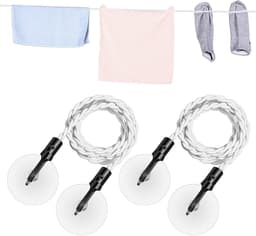 Reis Waslijn - Draagbare Waslijn - Kleding Drogen - Met Haken en Zuignappen - Tot 2.8 Meter - Wit — thumbnail 1