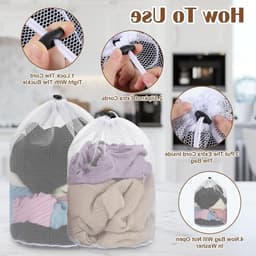 Wasnetten set van 2, herbruikbare waszakken met koordstopper voor delicate kleding, ideaal voor ondergoed, babykleding en sokken (30 x 40 cm, 40 x 50 cm) — thumbnail 4