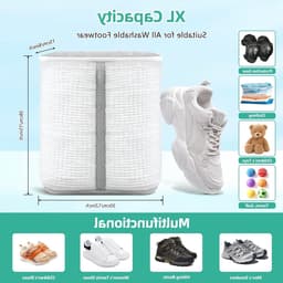 Grote waszak voor schoenen en sneakers met extra reinigingsvak, ideaal voor het wassen van sportschoenen en leren schoenen, versterkte ritssluiting, wit — thumbnail 5