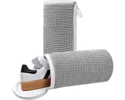 Schoenwaszakken voor de wasmachine, 2 stuks, ideaal voor sneakers en sportschoenen, 360° reiniging, wasnet voor schoenen, grijs