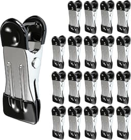 Wasknijpers - 20 stuks roestvrij staal - Metalen wasknijpers - Gemaakt van roestvrij staal - UV-bestendig, geschikt voor kleding, jeans, sokken, handdoeken, foto's (zwart) — thumbnail 1