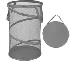 Ulisem - Opvouwbare wasmand - 59 liter pop-up - Met handvatten - Ademend nylon gaas - Ventilerend en geurbestrijdend - Draagbaar en ruimtebesparend - Multifunctioneel voor thuis en reizen - Grijs