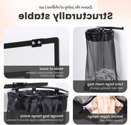 Hanging Laundry Hamper voor Basketballen, Makkelijk te Bevestigen, Ideaal voor Slaapkamer en Badkamer, 2-in-1 Wasmand met Rits, Geen Boren Nodig, Perfect voor Huishoudens en Hotels — thumbnail 3
