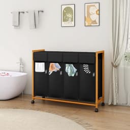MKSS® Wassorteerder 4 Vakken - Wasmand - 200L - Zwart — thumbnail 3