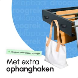 Bodo® In- en uitklapbaar droogrek met Ophanghaken - Zwart - 6m Drooglengte — thumbnail 2