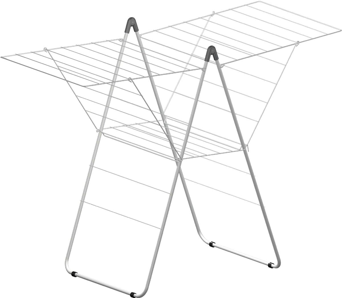 Mammoet - Droogrek - Met vleugels - 23 m drooglengte - Wit - Staal - Inklapbaar - Wasrek — afbeelding 1