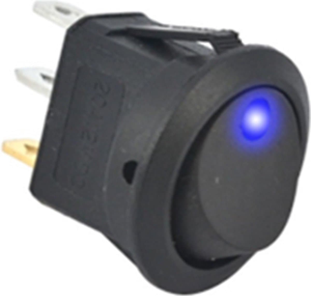 Tuimelschakelaar Auto SPST rond 12V 20A met Led - kleur Blauw - wipschakelaar — afbeelding 1