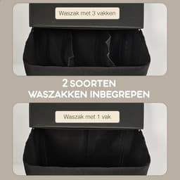Bellettini® Bamboe Wasmand met Deksel - 3 Compartimenten Wassorteerder - 155 Liter - Zwart — thumbnail 3
