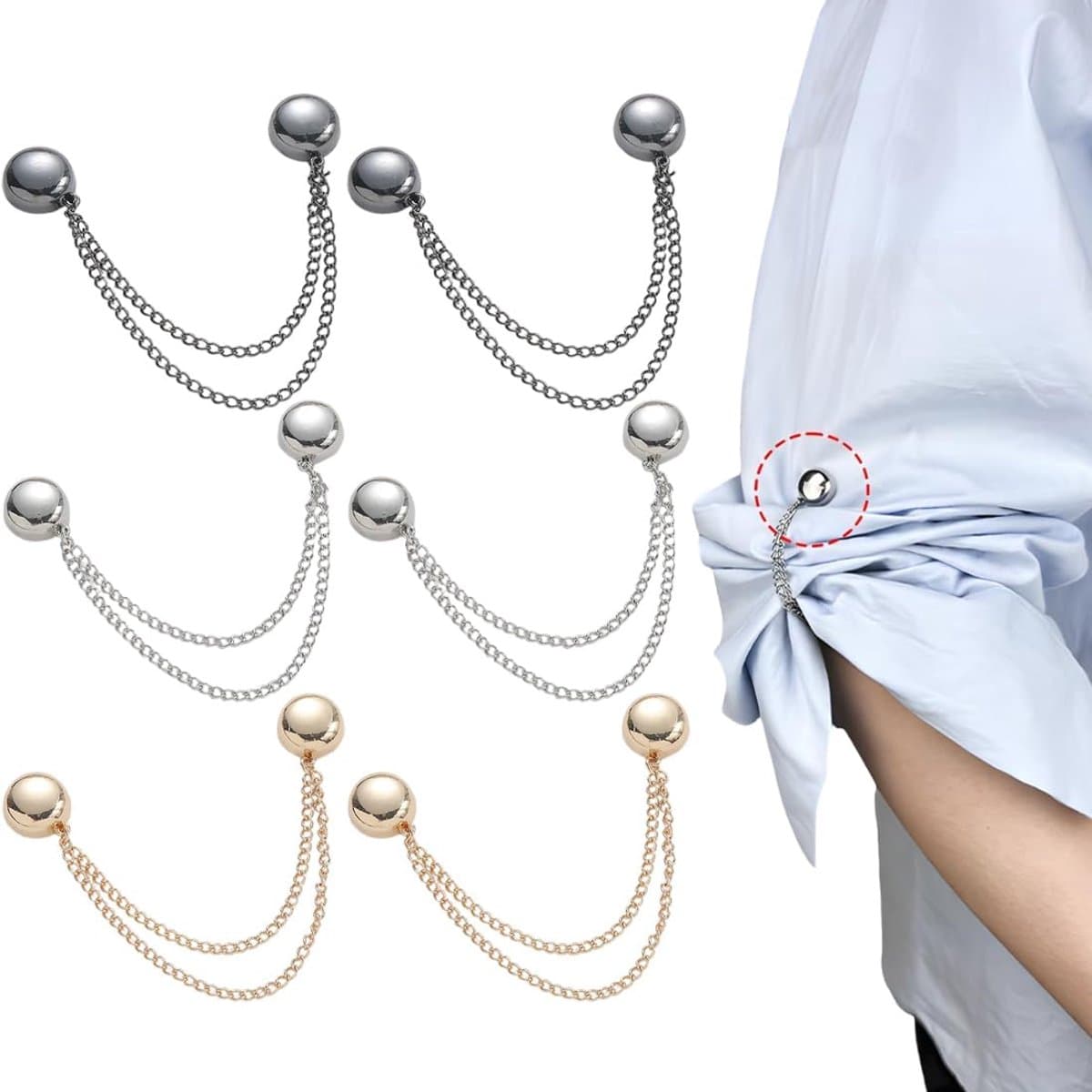 6 multifunctionele magnetische kledingclips voor het bevestigen van zomen, broekspijpen en mouwen. — afbeelding 1