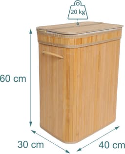 Wasmand - 72 l - opvouwbaar - bamboe — thumbnail 2