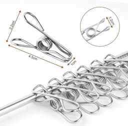 100 stuks roestvrijstalen wasknijpers 4.5cm - wasknijpers set voor waslijn, kleding, sokken - keuken, kantoor gebruik — thumbnail 4