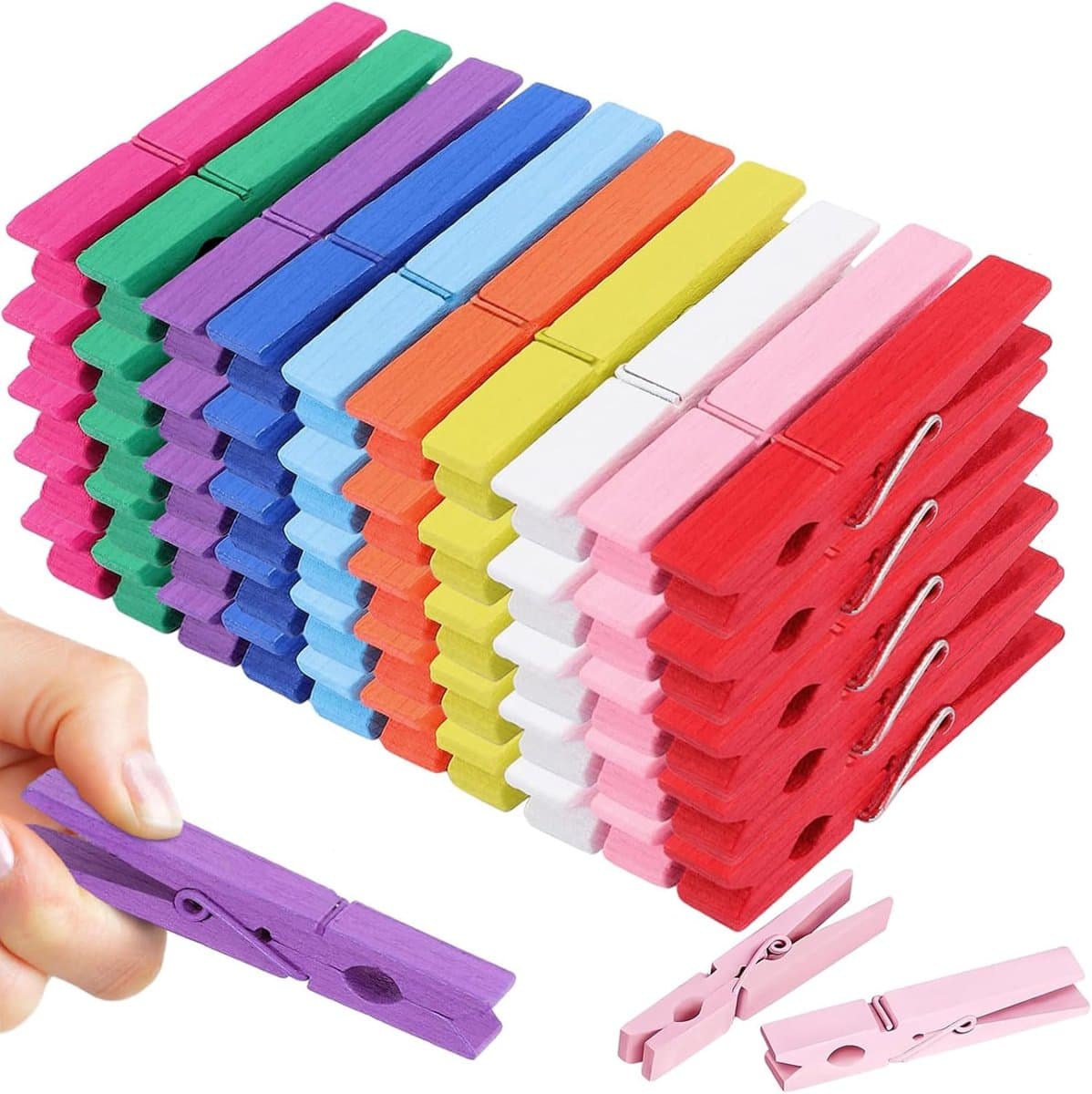 Houten Knijpers - Kleine Clips Decoratief - Foto's Ophangen - Niet-Markeren Tanden - 7 cm Lengte - Veelkleurig Set — afbeelding 1