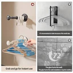 Twee uitschuifbare wasrekken met zuignappen. Ruimtebesparend, wandmontage, opvouwbaar, geschikt voor gebruik op het balkon, ideaal voor het opbergen van spullen in de badkamer en het ophangen van sieraden, windjacks, badkameraccessoires — thumbnail 2