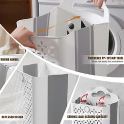 Opvouwbare Wasmand - Wasmand Voor Vuile Was - Draagbaar - Ruimtebesparend - Opvouwbaar - Opbergmand - Multifunctionele Container - 3 Stuks — thumbnail 3
