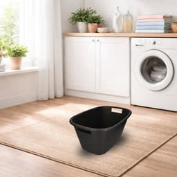 Kunststof wasmand - zwart - 35 liter - 60 x 40 x 25 cm - manden voor wasgoed — thumbnail 2