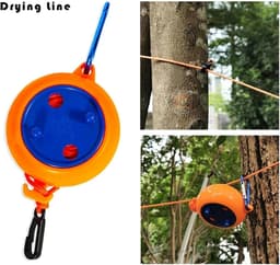 Uittrekbare Waslijnen - Draagbare Lijnen - Buiten Droge Kleding - Dubbele Set - 8 Meter Lengte - Oranje — thumbnail 5