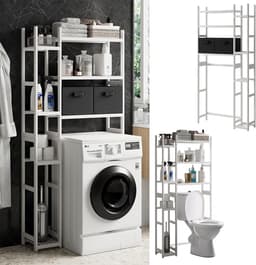 Hoge Badkamerkast Boven Wasmachine Wit met Opbergruimte en Lades — thumbnail 3