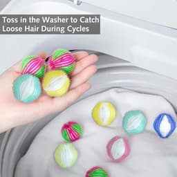 6 Stuks Wasdrogerballen & Wasmachine Ballen | Pluis & Haar Verwijderaar voor Zachte Was — thumbnail 2