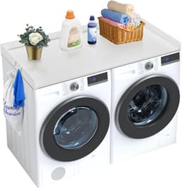 Wasmachine Werkblad - Droger Bovenblad - Ruimte Besparen - Waterbestendig Hout - 137 x 70 cm - Wit — thumbnail 1