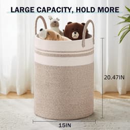 Wasmand - Wassorteerder - Mand Rond met handvaten - Opvouwbaar - Grote capaciteit - katoenen draadmateriaal — thumbnail 2