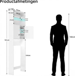 SNJY® Wasmachine Kast - Wasmachine Verhoger - Wasmachine Ombouw - 20L x 63B x 185H cm - Wit — thumbnail 5