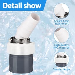 2 afvoeradapters voor wasmachines - Inlaatdiameter 19-24 mm - Afvoerslang voor het aansluiten van vaatwasser en wasmachine - Afvoerslang met enkele bocht - Accessoires voor de vloerafvoer van de wasmachine — thumbnail 4