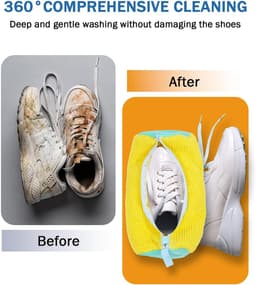 2-stuks Wasmachine schoenentas - Vierkante mesh schoenen opbergtas - Schoenentas met rits - Anti-deformatie - Mesh ontwerp - Lichtgewicht en draagbaar - Met handvat - Geschikt voor sneakers, slippers, ondergoed, yogabroeken, sokken, etc. - Geel — thumbnail 4