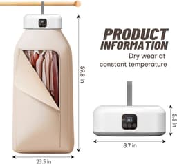 Draagbare Wasdroger – Mini Elektrische Opvouwbare Droogmachine Met Afstandsbediening En Droogtas – 360° Hetelucht Drogen Met Slimme Timing – Compacte Energiezuinige Wasdroger Voor Reizen Camper Appartement En Huis — thumbnail 1