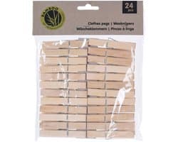 Wasknijpers naturel - 120x - bamboe hout - 7 cm - houten knijpers — afbeelding 1