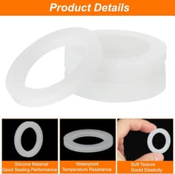 Allecto plus - Siliconen afdichting 30 mm voor douche douchekop - set van 5 stuks met 20 mm D - witte VMQ afdichtringen voor water slang kraan buisleiding — thumbnail 5