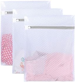 JeiibrZui Washzakken Van Honingraatgaas - Waszak Voor Delicate Stoffen - Beschermende Waszakken Met Rits - 3 Stuks - Wit Voor Reizen En Wassen — thumbnail 1