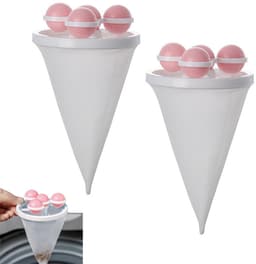 2-stuks Wasmachine pluizenfilter - Wasmachine filterzak - Wasmachine haarverzamelaar - Huisdierhaarverzamelaar - Drijvend ontwerp - Herbruikbaar - Vangt kledingresten op - Geschikt voor het reinigen van wasmachineresten - Roze — thumbnail 1