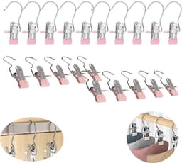 Draaibare antislip wasknijpers - Multifunctionele haakclips - 20 stuks - Haakontwerp - Drogen - Kan ook worden gebruikt als fotoclip of wenskaartenclip - Roze — thumbnail 1