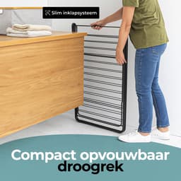 STAUS&BACH Droogrek 20m - Stevig - Inklapbaar Wasrek - Staand - Staal - Mat zwart - Aeriq Compact — thumbnail 4