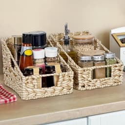 PromoHome Geweven Opslagmanden met Handvatten (Set van 2) - Decoratieve Organisatiemanden voor Keuken, Kelder en Planken - Duurzame Wicker Manden voor Huishoudelijke Opslag — thumbnail 1