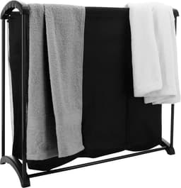 Wasmand met 3 vakken en 108 liter capaciteit, zwart Oxford-stof, ideaal voor het sorteren van wasgoed — thumbnail 2