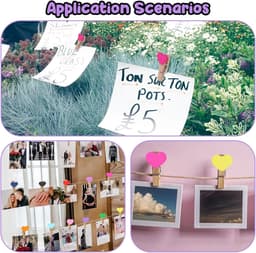 Pack of 50 Kleine Houten Klemmen - Mini Hart Clips met 10 m Jute Touw - Kleurige Kleine Kleding Klemmen - Foto Houder - 3.5 x 0.8 cm - Multifunctionele Mini Clips voor Foto’s en Postkaarten — thumbnail 5