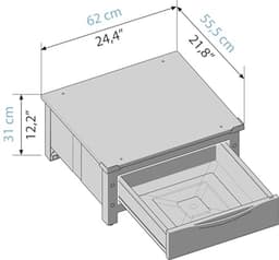 Verhoger voor Wasmachine of Droger met Uittrekbare Lade 28L - Max 250 Kg - Wit — thumbnail 5